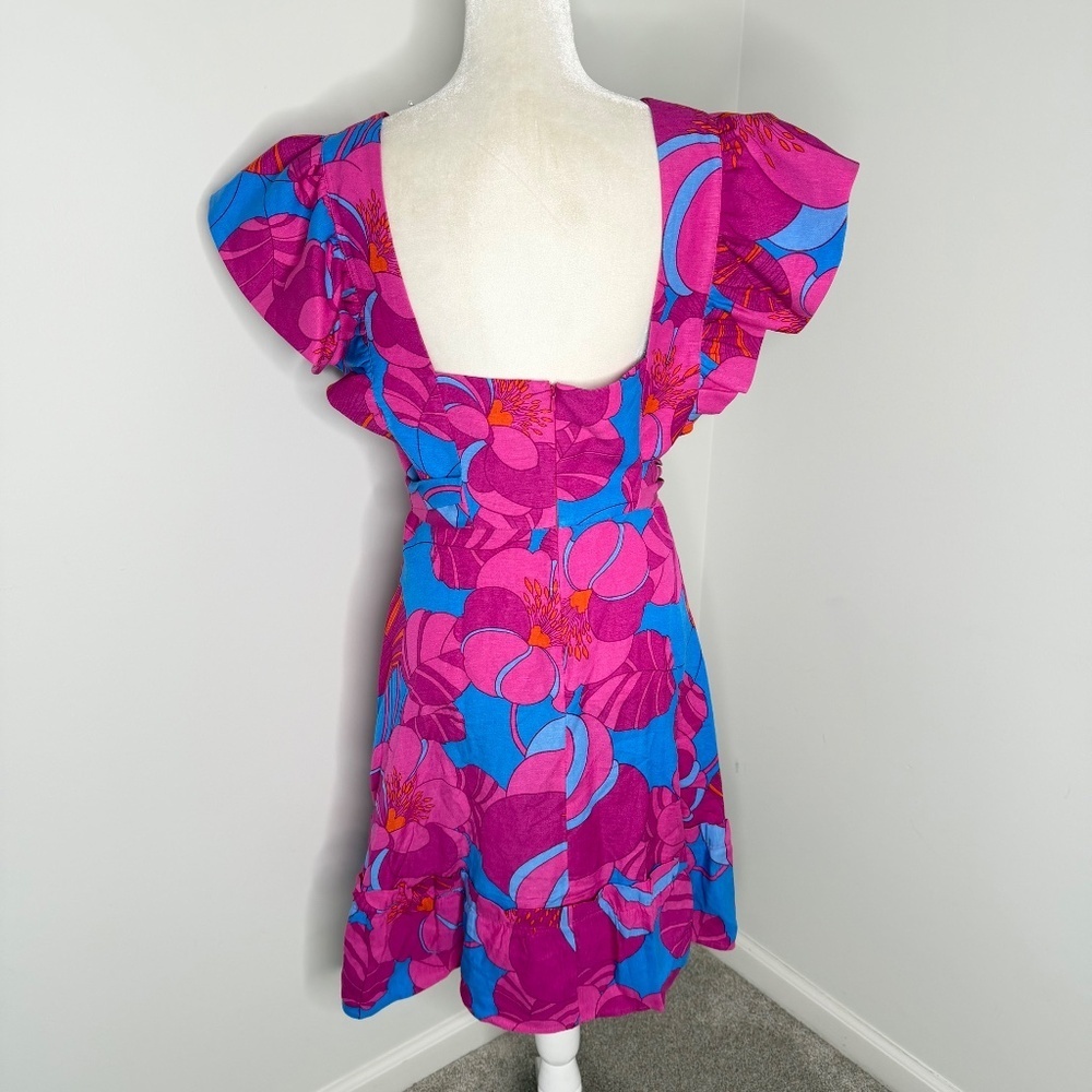 Tuckernuck Cameran Eubanks Linen Pink Blue Floral Wild Azalea Edisto Dress XL - Picture 4 of 6